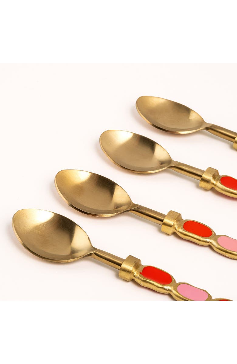 Zsa Zsa Zsu Rampur Set Of 4 Steel Dessert Spoon Set, Alternate, color, Gold