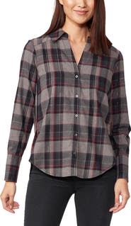 PAIGE Davlyn Metallic Plaid Button-Up Shirt