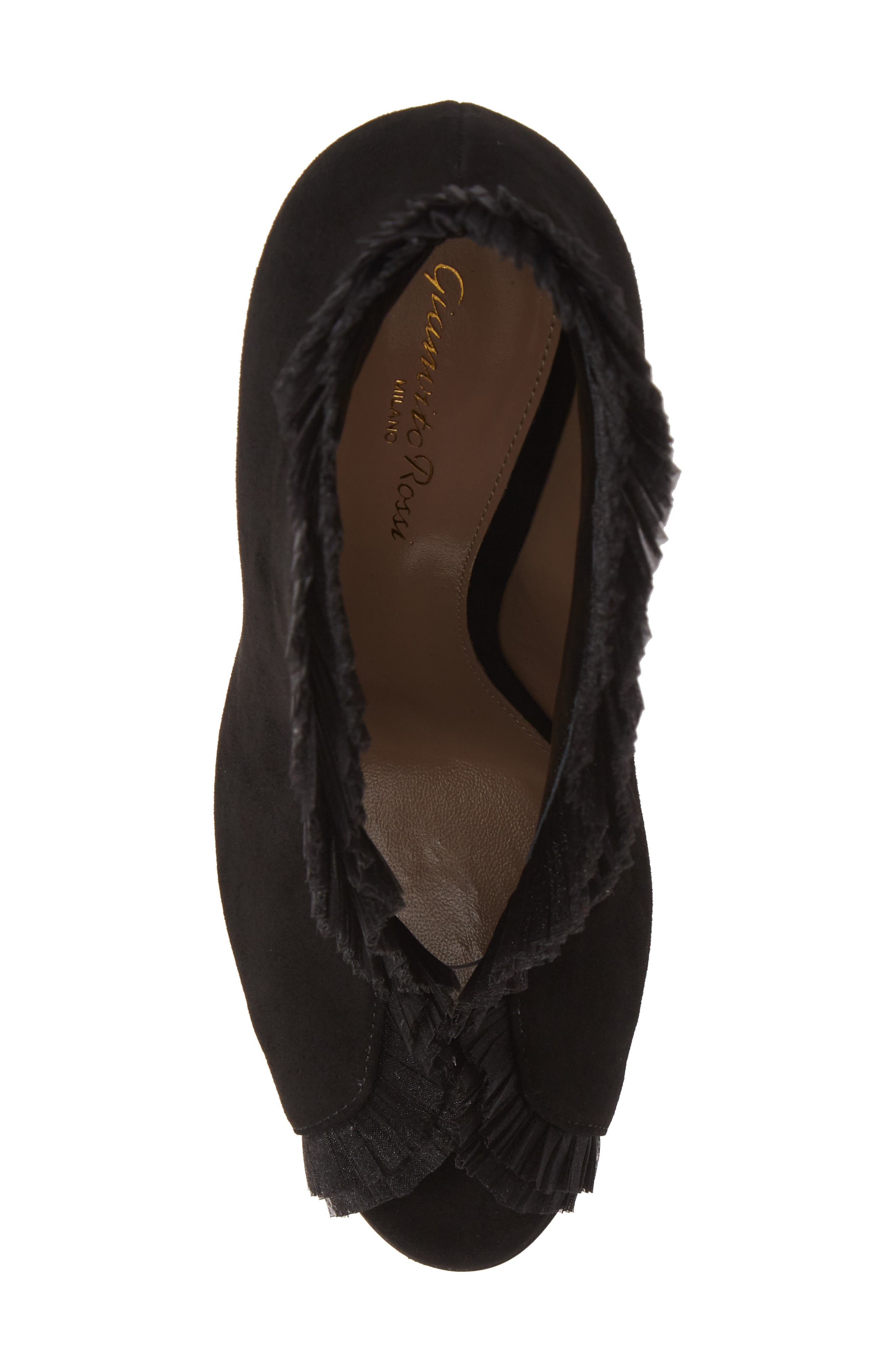 Gianvito Rossi Ruffled Tulle Bootie, Alternate, color, 