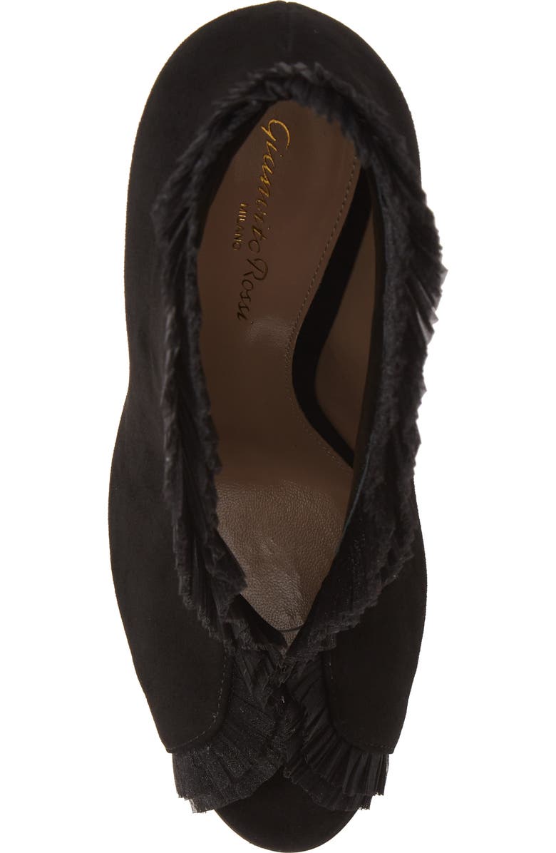 Gianvito Rossi Ruffled Tulle Bootie, Alternate, color,