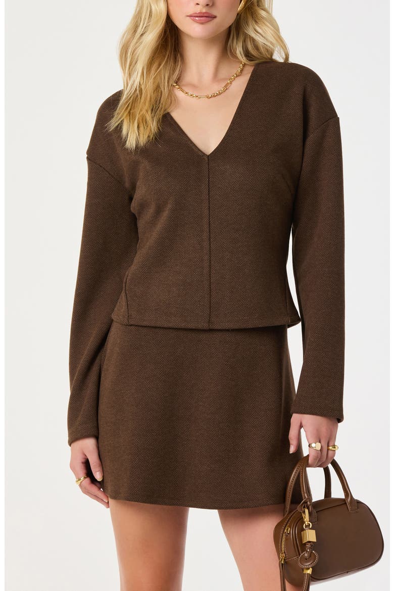 Swing Knit Miniskirt, Alternate, color, BROWN