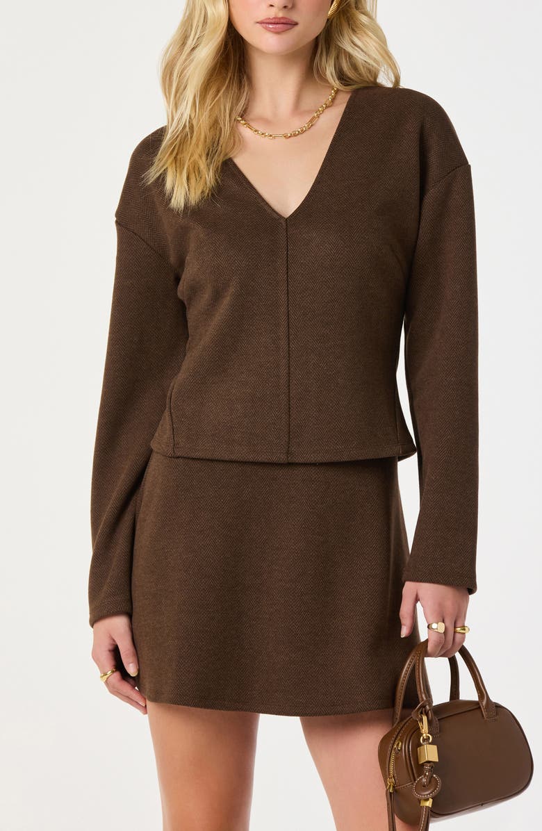 ASTR the Label Swing Knit Miniskirt, Alternate, color, Brown