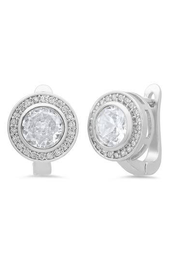 Hmy Jewelry Simulated Diamond Pavé Earrings In White