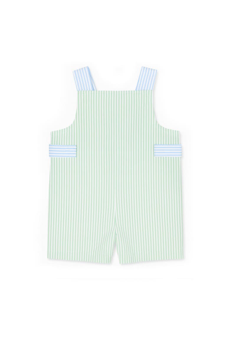 Seersucker Shortall With Parachute Bear, Alternate, color, Green/Blue