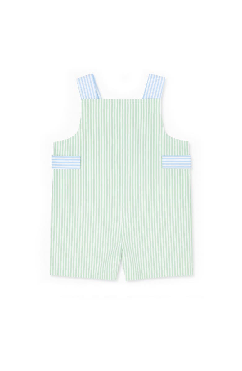 Florence Eiseman Seersucker Shortall With Parachute Bear, Alternate, color, Green/Blue