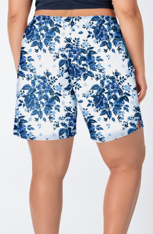Calypsa Plus Size 7" Board Shorts In Blue