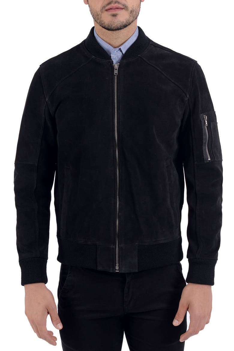 Varsity Bomber Jacket, Main, color, BLACK