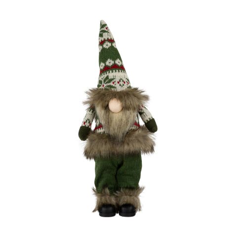 Standing Gnome with Knitted Outfit Christmas Figure - 16" - Green