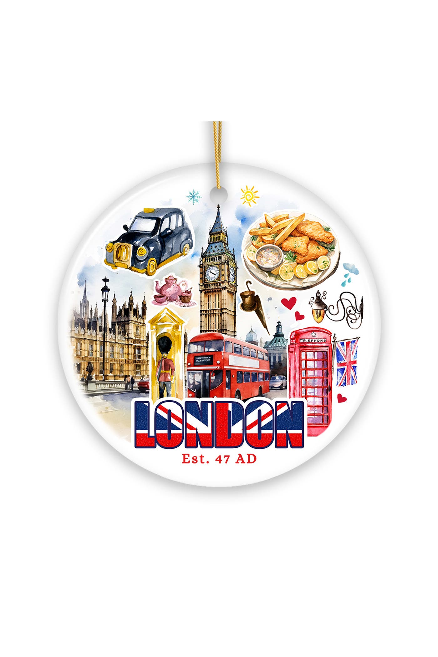 OrnamentallyYou London Landmarks Watercolor Ceramic Ornament | Nordstrom