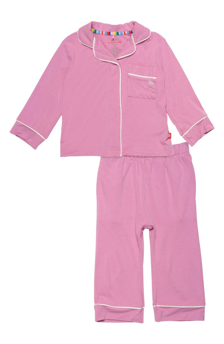 Magnetic Me Kids' Mauve Piped Two-Piece Pajamas, Main, color, Pink