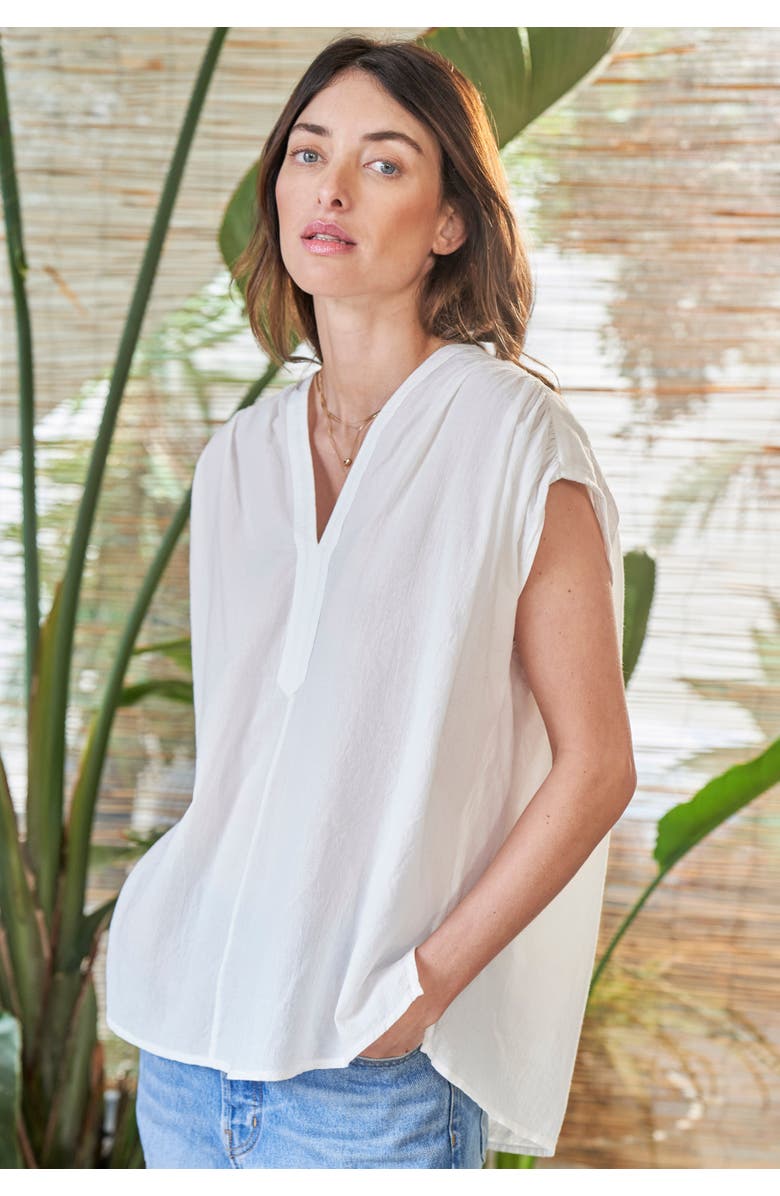 ocean+main Sleeveless Rouched Top, Alternate, color, White