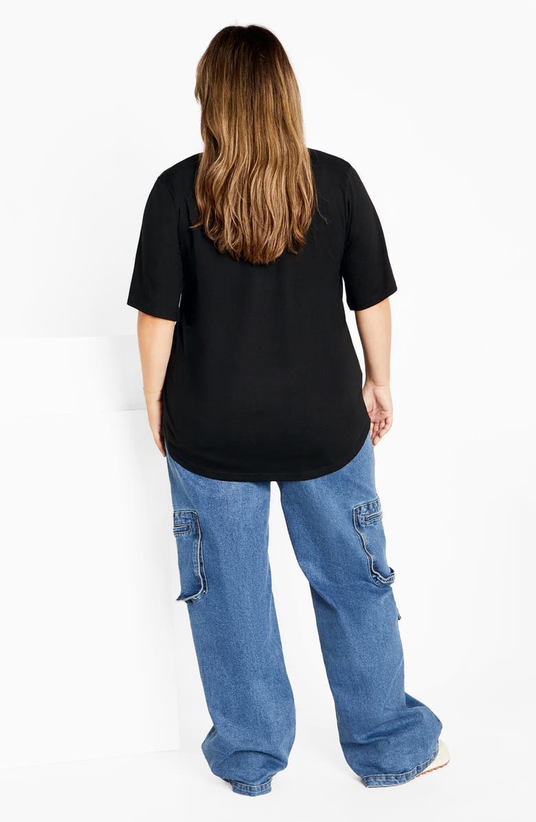 City Chic Brinley Cotton Graphic T-Shirt, Alternate, color, Black Print