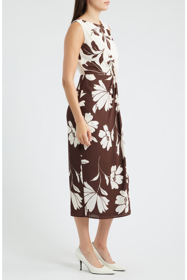Floral Faux Wrap Maxi Dress, Alternate, color, DARK CHOCOLATE/ WHITE DOVE
