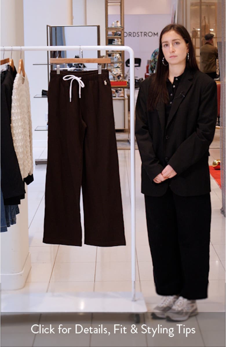 Wide Leg Cotton Blend Fleece Sweatpants, sales video thumbnail