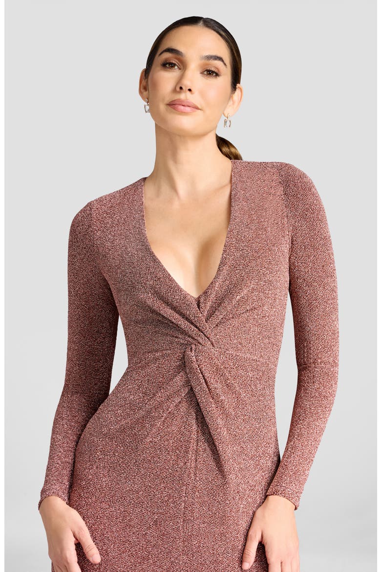 Aya Front Twist Long Sleeve Gown, Alternate, color, COPPER