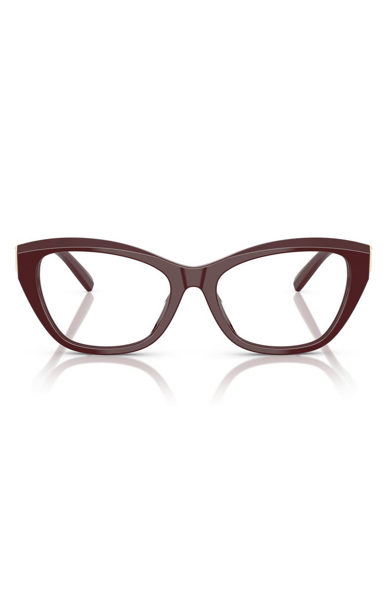 Tiffany & Co. 54mm Cat Eye Optical Glasses, Main, color, Burgundy/ Demo Lens