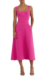 Reiss Dina Cutout Back Fit & Flare Midi Dress