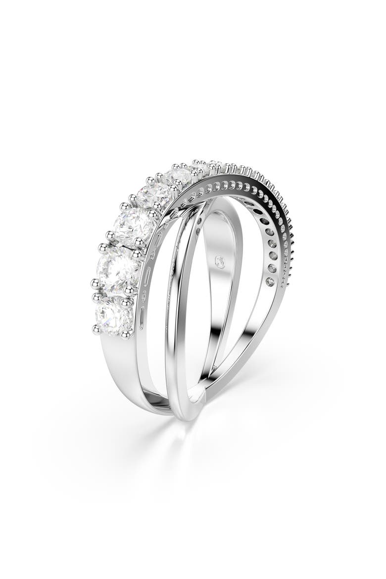 Hyperbola Crisscross Bangle, Alternate, color, SILVER/ WHITE