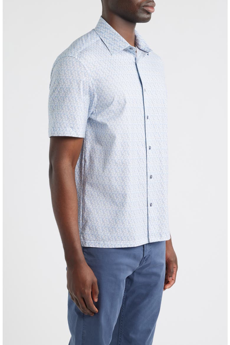 Milo OoohCotton® Abstract Print Short Sleeve Button-Up Shirt, Alternate, color, AIR BLUE