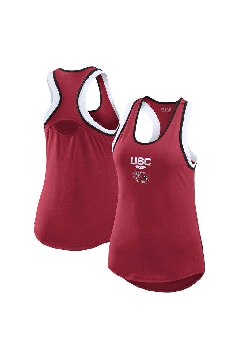 Women's WEAR by Erin Andrews Garnet South Carolina Gamecocks Open Hole Razorback Tank Top, Main, color, Garnet