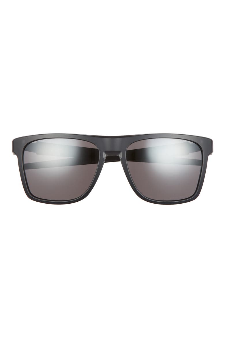 57mm Polarized Rectangular Sunglasses, Main, color, BLACK