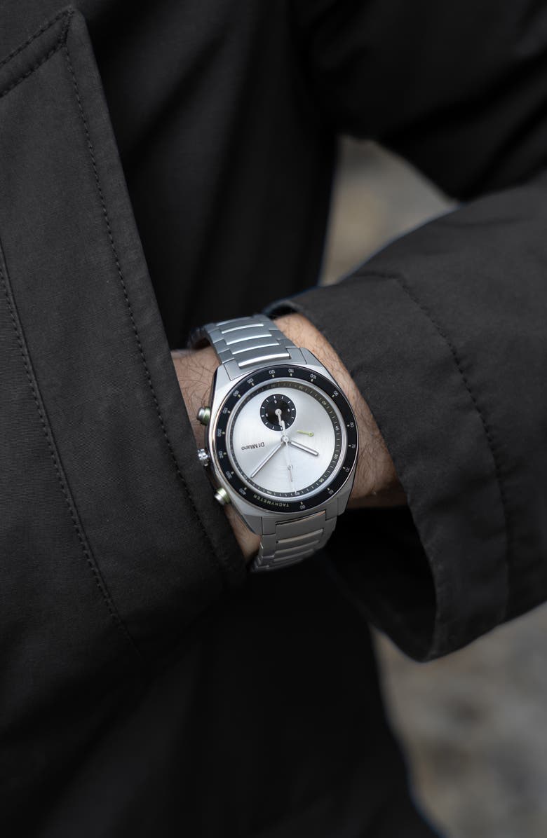 D1 Milano Essential White Chronograph Bracelet Watch, 40mm, Alternate, color, Silver