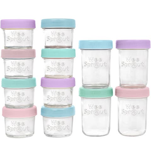 Glass Baby Food Storage Jars w/ Lids (4 oz/8 oz)