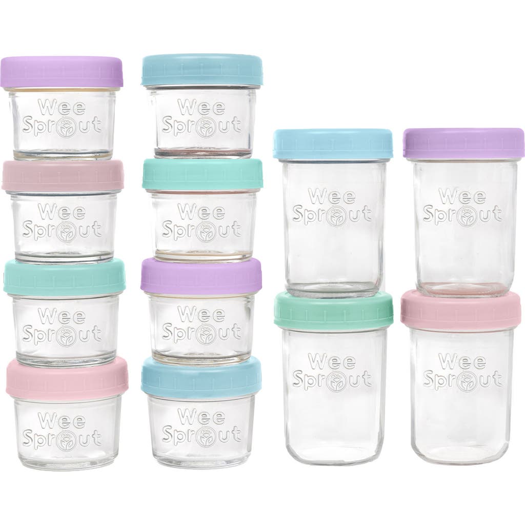 WeeSprout Glass Baby Food Storage Jars w/ Lids in Pastel Blue/mint/purple/pink  product
