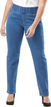 Jessica London Comfort Waist Stretch Denim Straight-Leg Jean