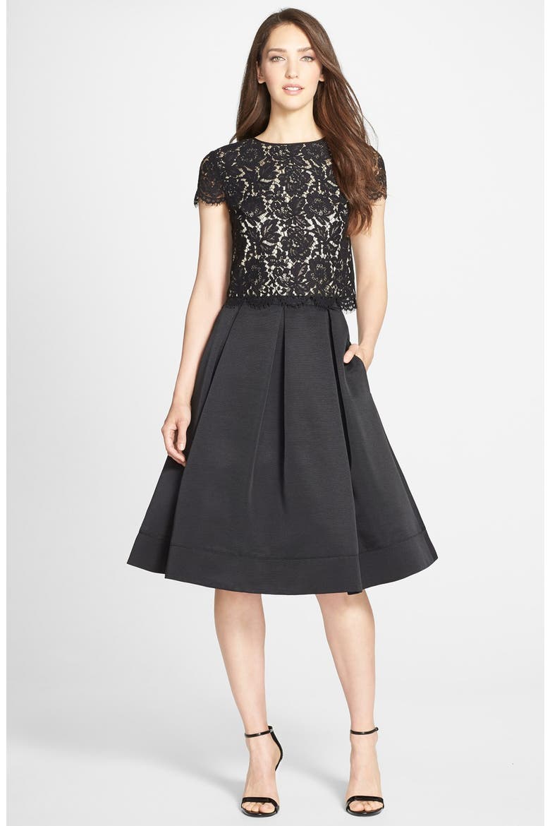 Lace Cap Sleeve Top, Alternate, color, BLACK