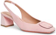 Santoni Women's Suede Mid-Heel Slingback