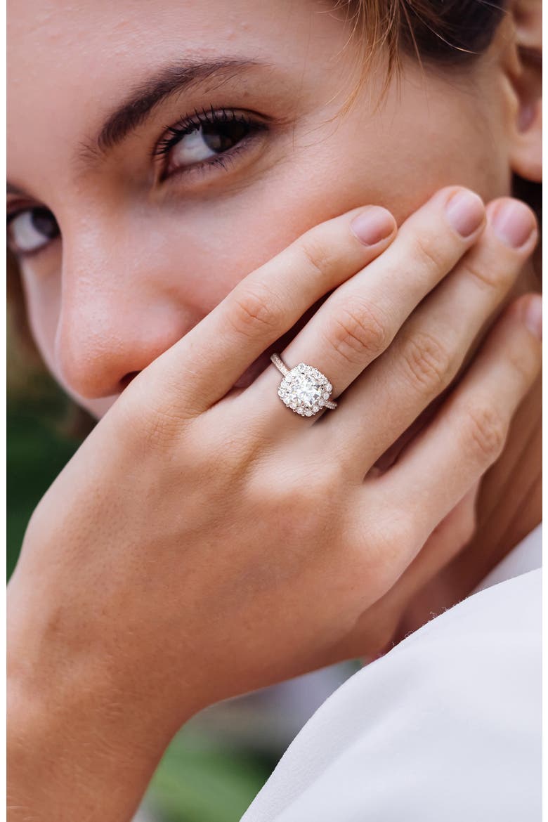 Dew Cushion Cut Moissanite Ring, Alternate, color, WHITE/ SILVER