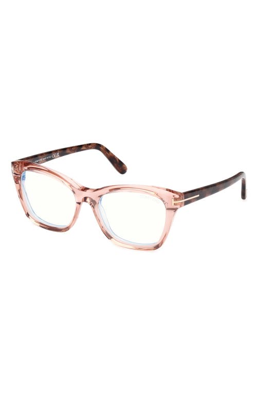 Shop Tom Ford 53mm Cat Eye Blue Light Blocking Optical Glasses In Pink Vintage Rose Havana