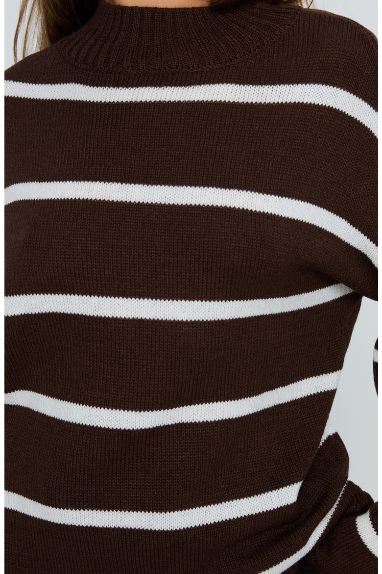 Alara Stripe Mock Neck Sweater, Alternate, color, BROWN STRIPE