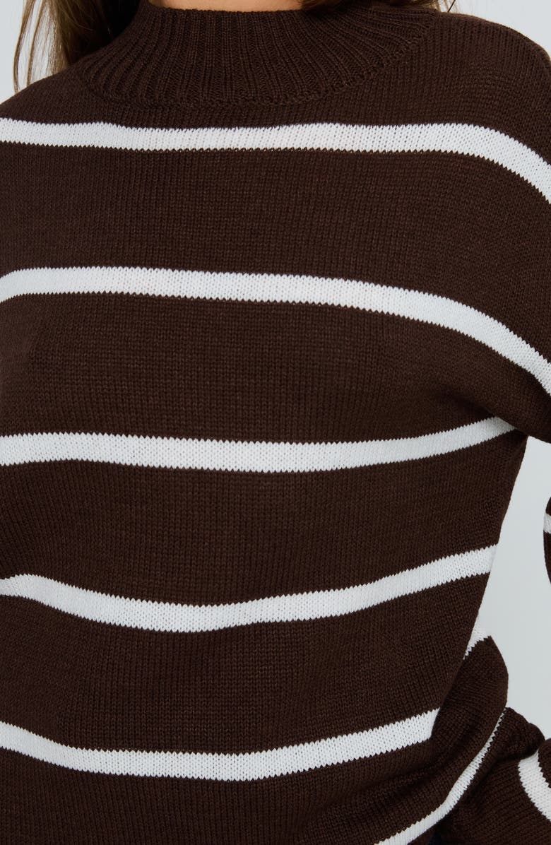 Princess Polly Alara Stripe Mock Neck Sweater, Alternate, color, Brown Stripe