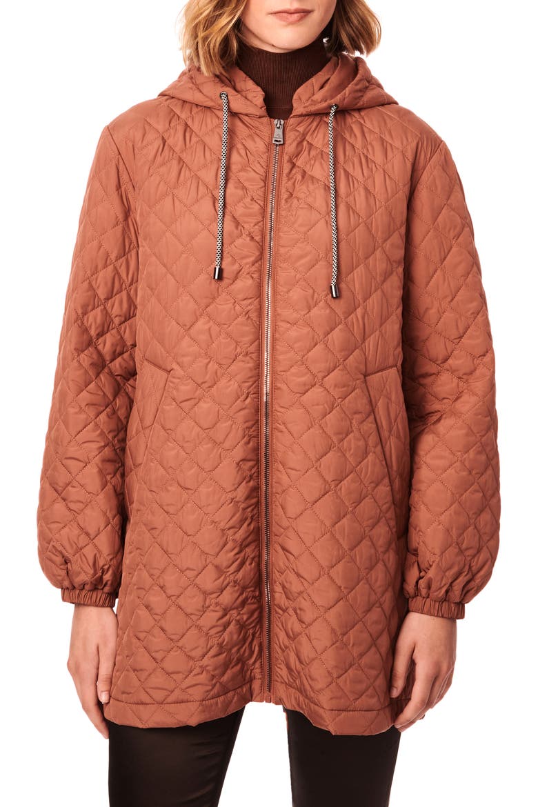 Diamond Quilted Hooded Jacket, Main, color, CORK