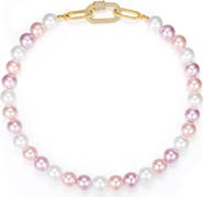 Classicharms Shell Pearl Necklace with Gem-Encrusted Carabiner Lock