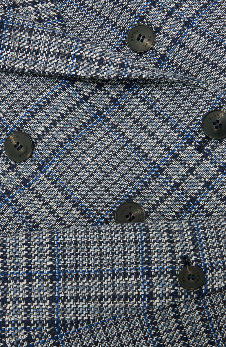 Reiss Larissa Plaid Double Breasted Jacket, Alternate, color, Navy Check