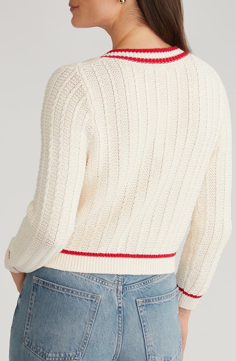 525 america Laurel Contrast Trim Cardigan, Alternate, color, Sea Salt Multi