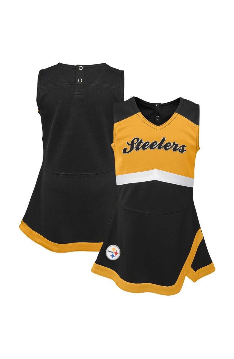 Outerstuff Girls Infant Black Pittsburgh Steelers Cheer Captain Jumper Dress, Main, color, Black