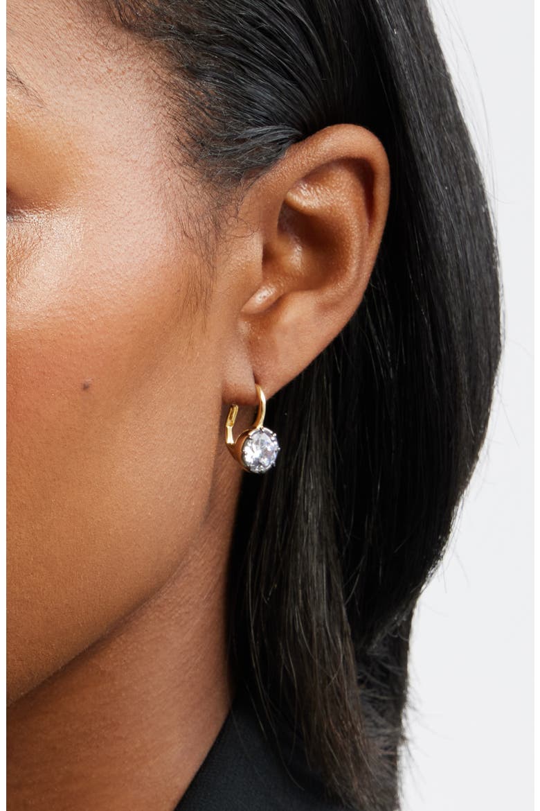 Georgian Cubic Zirconia Lever Back Earrings, Alternate, color, CLEAR- BLACK- GOLD