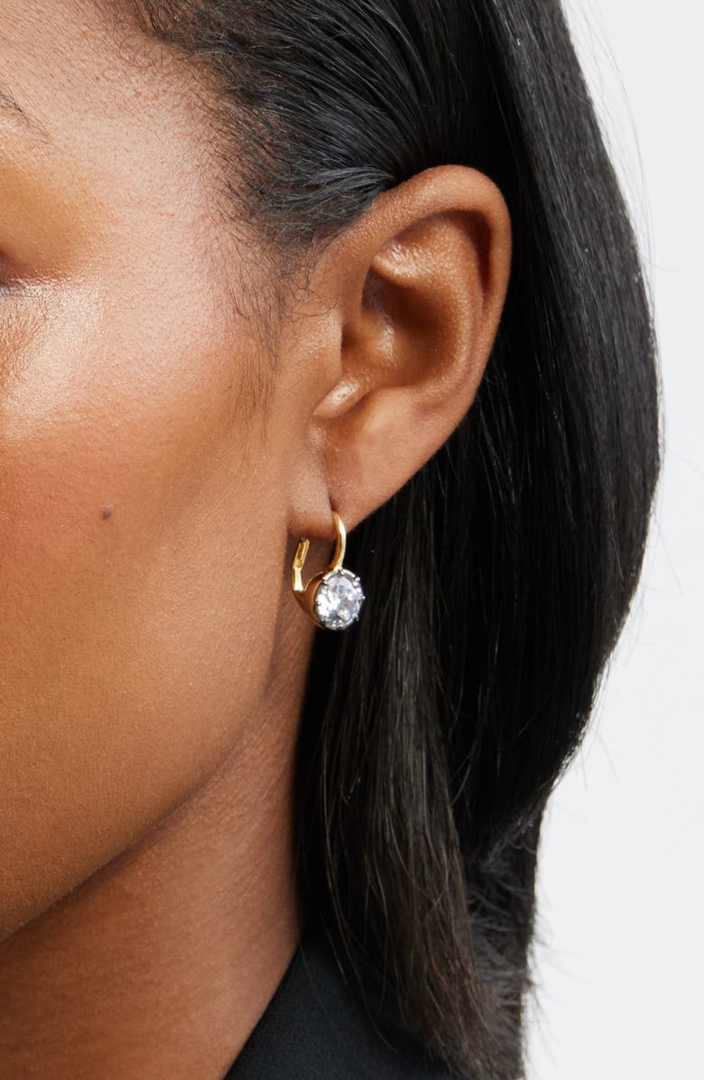 Nordstrom Georgian Cubic Zirconia Lever Back Earrings, Alternate, color, Clear- Black- Gold