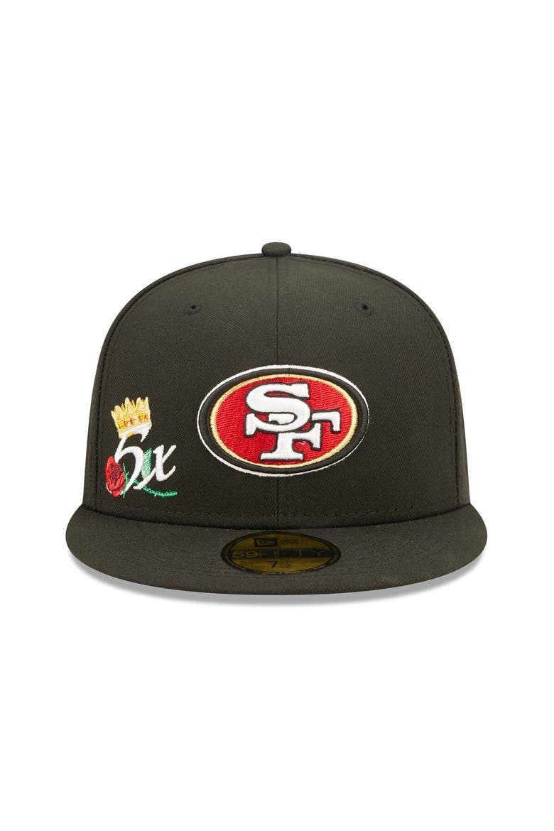 Men's New Era Black San Francisco 49ers Crown 5x Super Bowl Champions 59FIFTY Fitted Hat, Alternate, color, Black