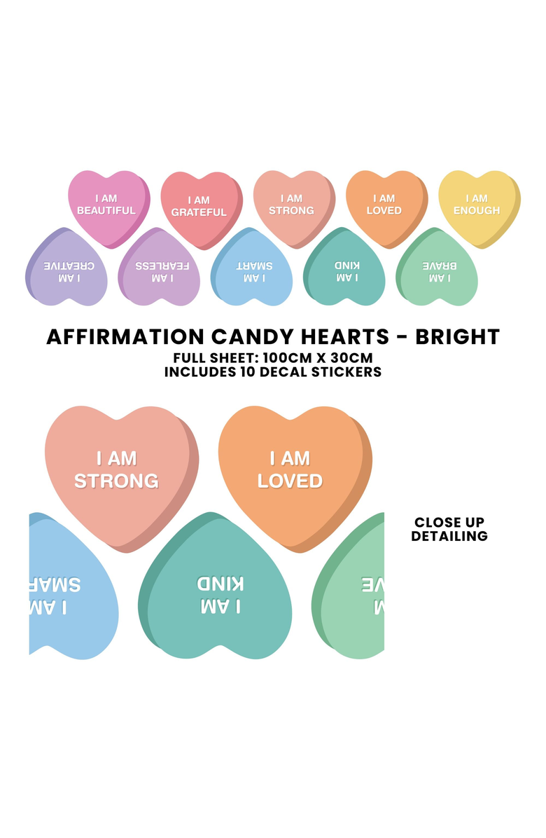 Cherrypick Peel and Stick Fabric Wall Stickers, Alternate, color, Bright Candy Hearts