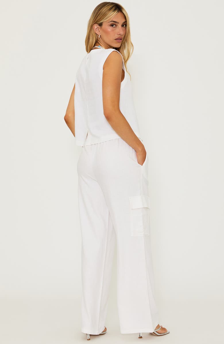 Beach Riot Amara Cover-Up Cargo Pants, Alternate, color, White Line