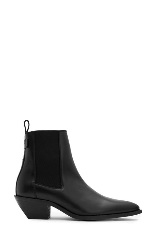 Allsaints Fox Pointed Western Leather Boots In Black