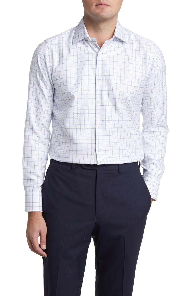 Canali Regular Fit Check Cotton Jacquard Dress Shirt, Main, color, 