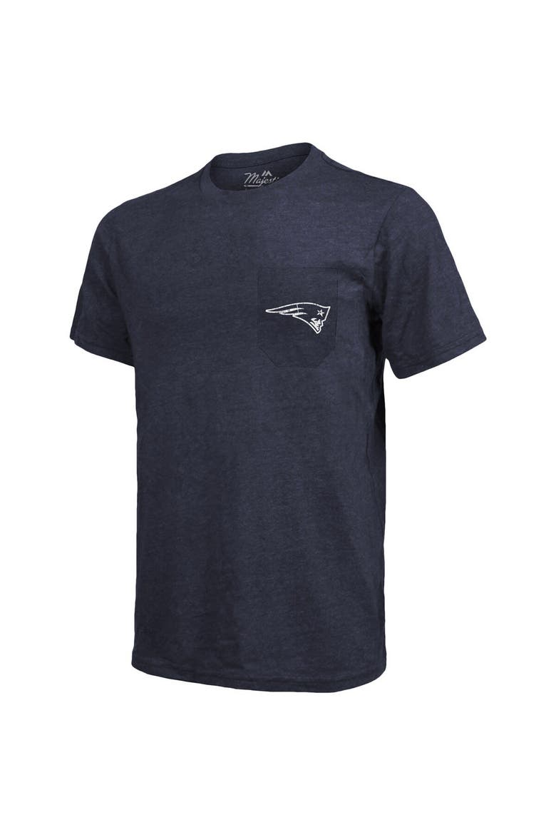 New England Patriots Majestic Threads Tri-Blend Pocket T-Shirt - Heathered Navy, Alternate, color, Navy