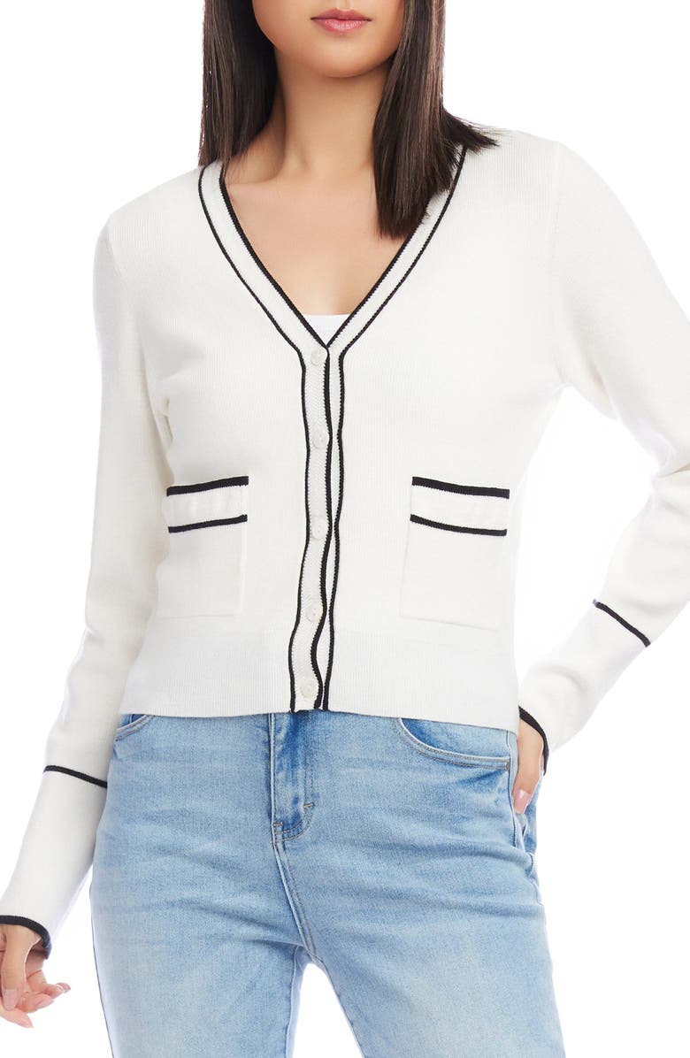 Karen Kane Contrast Trim Cardigan, Main, color,
