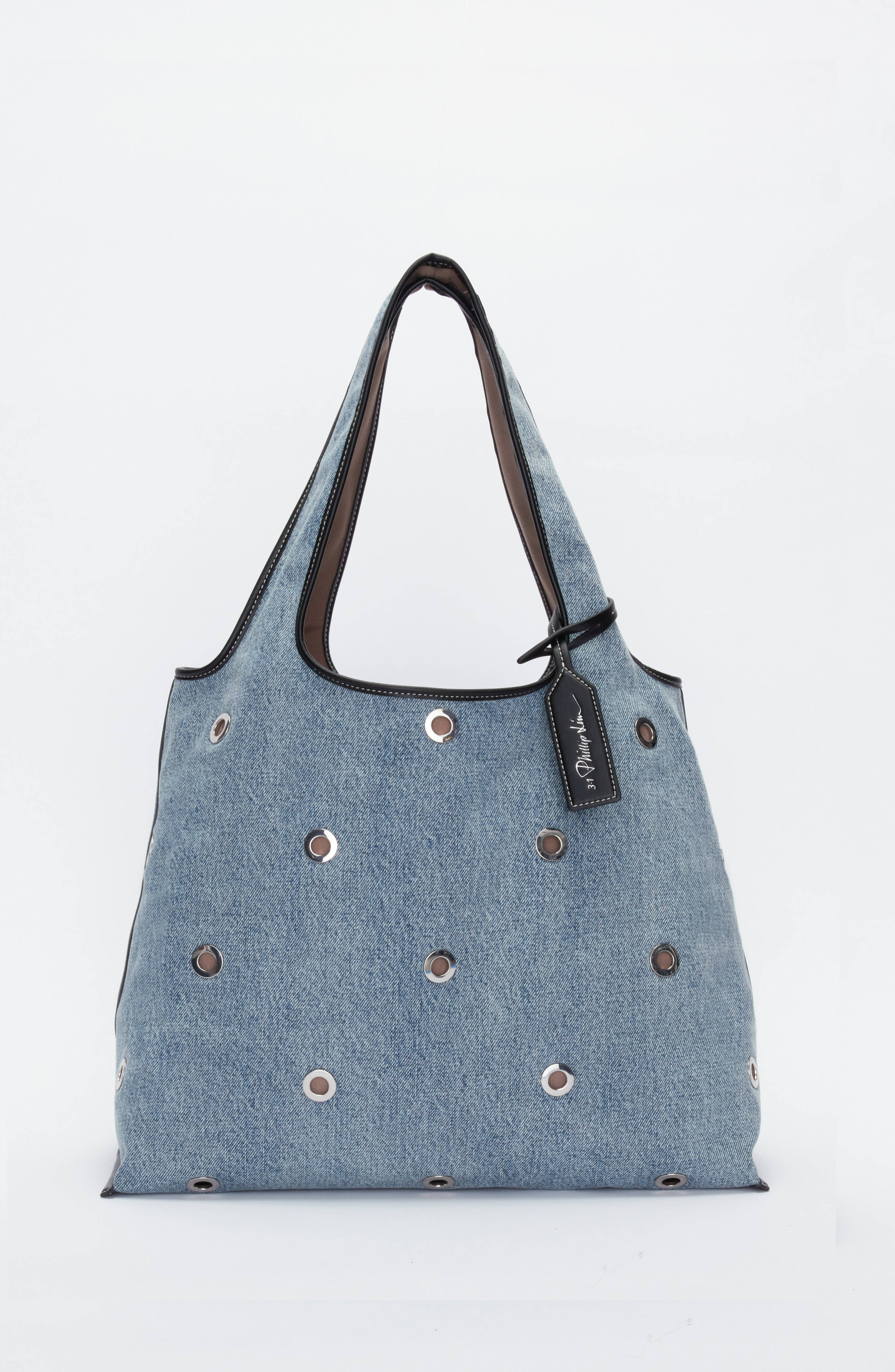 3.1 Phillip Lim Denim Market Tote with Grommets, Alternate, color, 